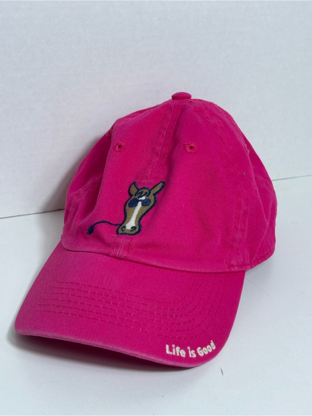 Life Is Good Horse Graphic Hat Adjustable Strap Back Womens Pink Baseball Cap